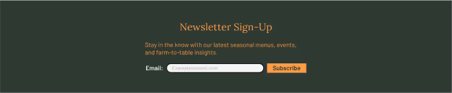 news letter sign up screenshot