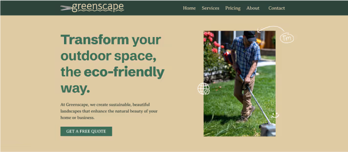 greenscape hero section screenshot