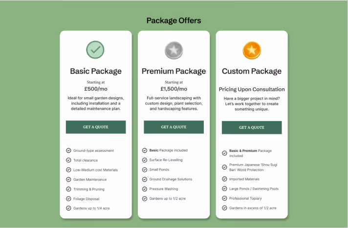 greenscape membership plan screenshot
