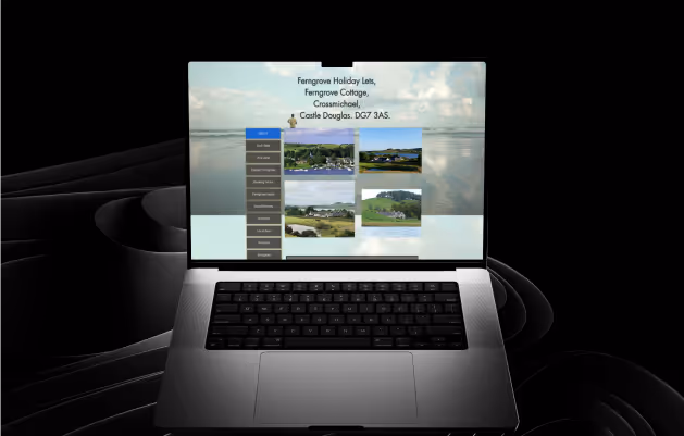 ferngrove old webpage screenshot in a laptop mock up

